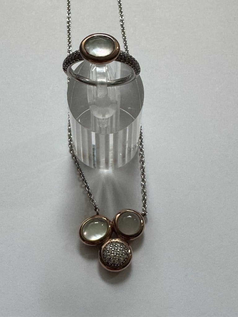 Ti sento set ketting en ring (maat 58) - rosé verguld, Verzenden, Zo goed als nieuw, Zilver, Zilver
