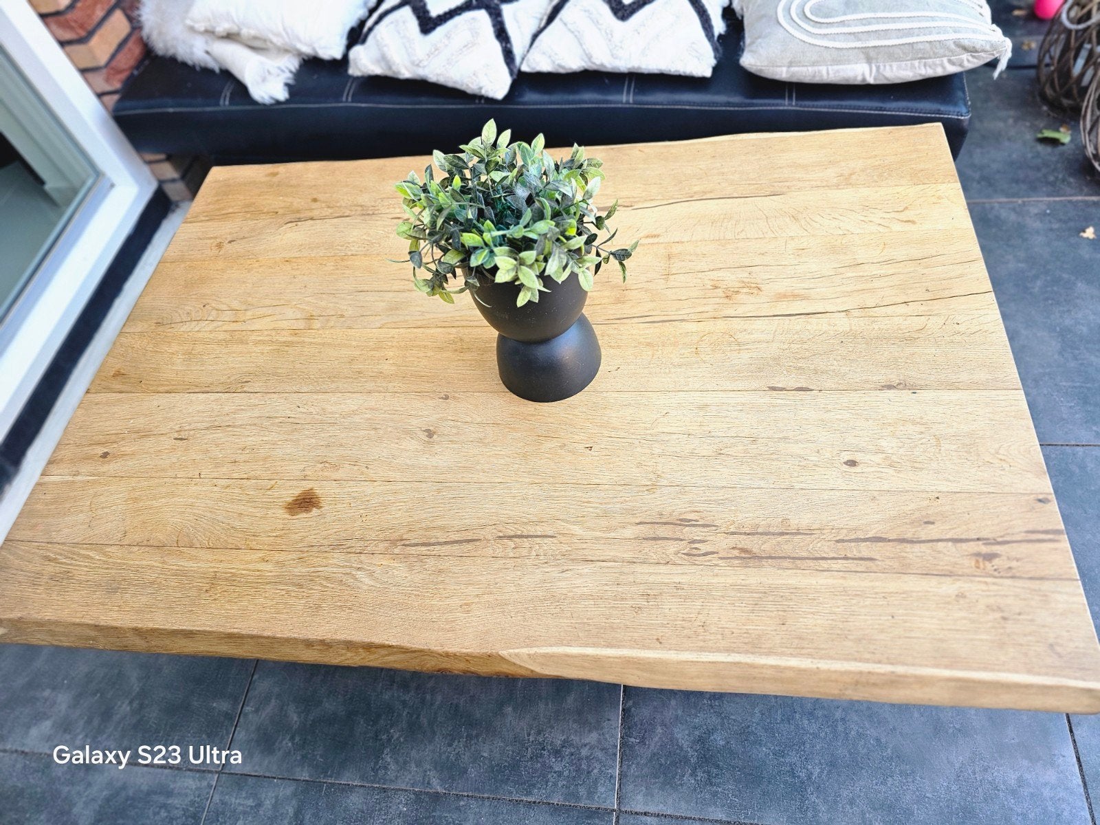 Eikenhout Stamboom Salontafel 100x120 cm, Gebruikt, Eikenhout, Ophalen of Verzenden, Rechthoekig