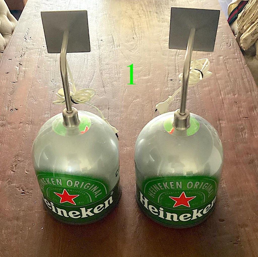 mancave cafe RVS Heineken 2 setjes wandlampen . Compleet, Ophalen of Verzenden, Nieuw, Metaal, Cafe mancave