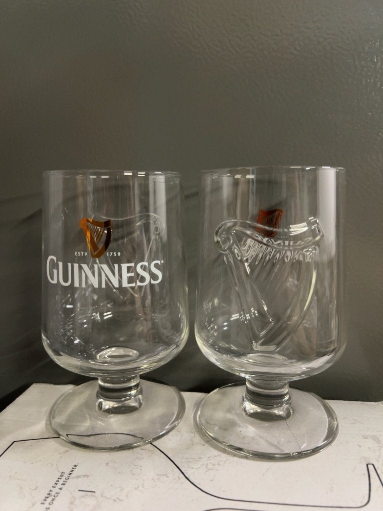 Guinness voet-/goblet glazen 3D harp – Origineel – Set van 6, Ophalen of Verzenden, Zo goed als nieuw, Overige typen