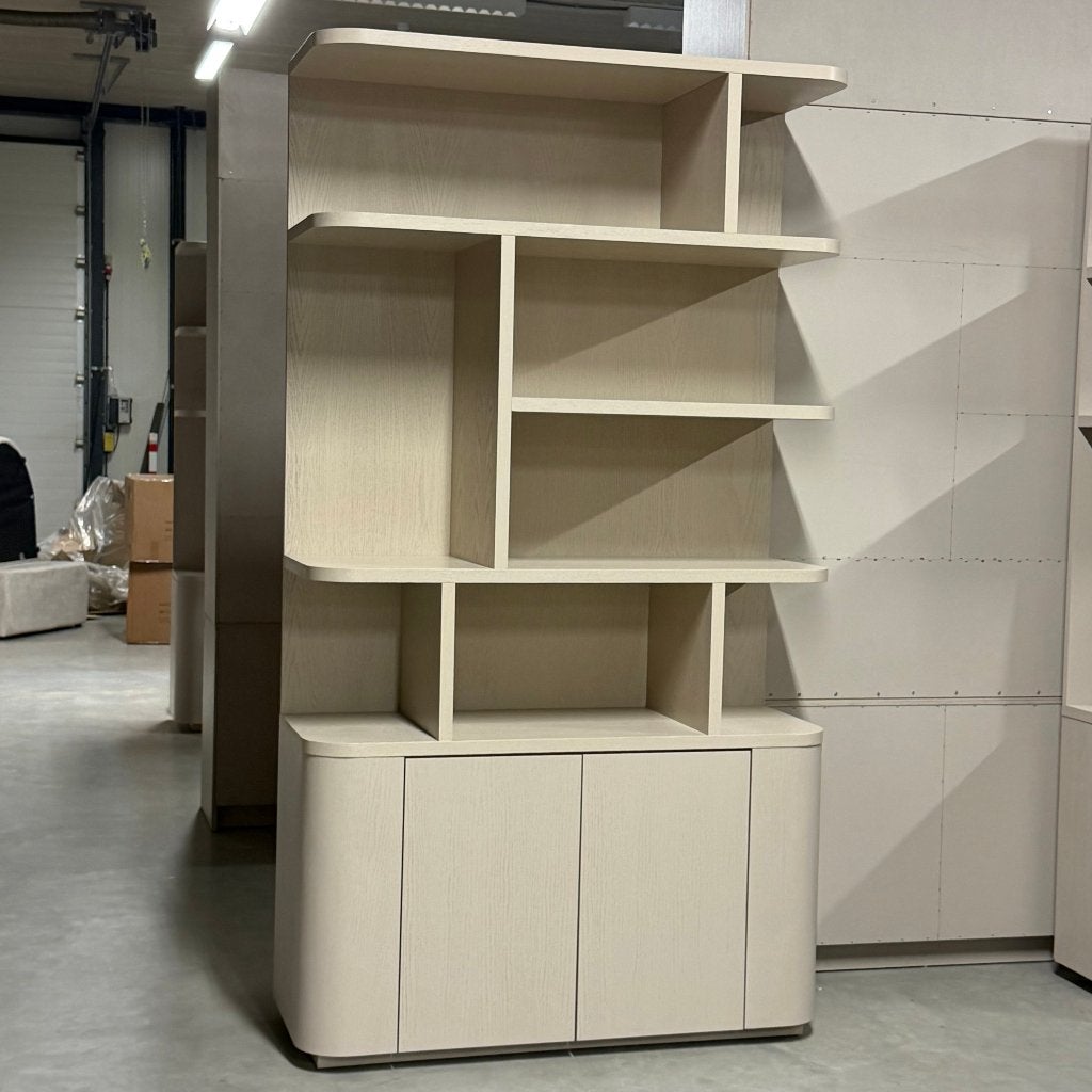 Foto 3 van vakkenkast japandi eiken fineer  taupe 120 en 180cm