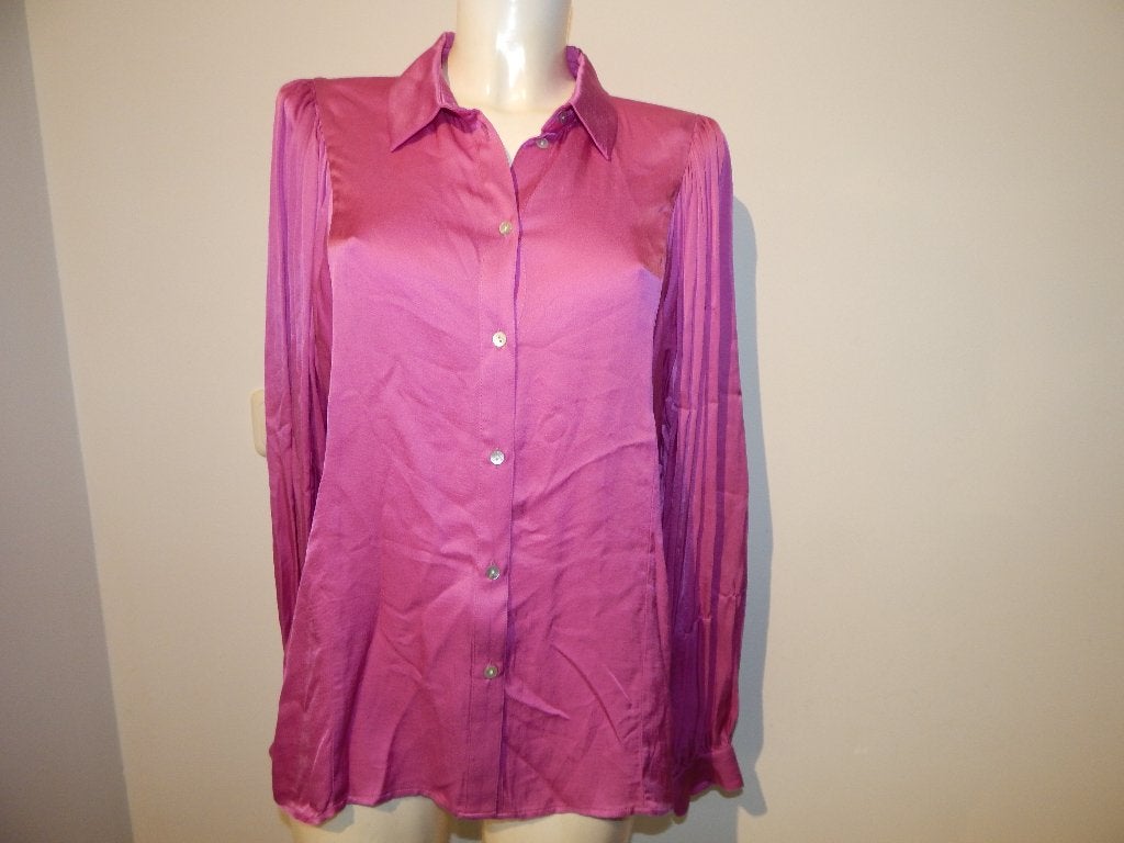 POM Amsterdam satijn achtige blouse roze paars 40