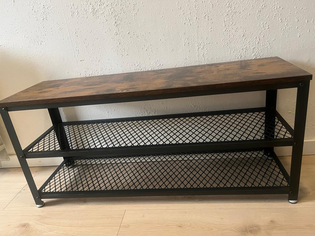 Stalen schoenenrek met houten plank - 100x30x45 cm, Ophalen, Zo goed als nieuw
