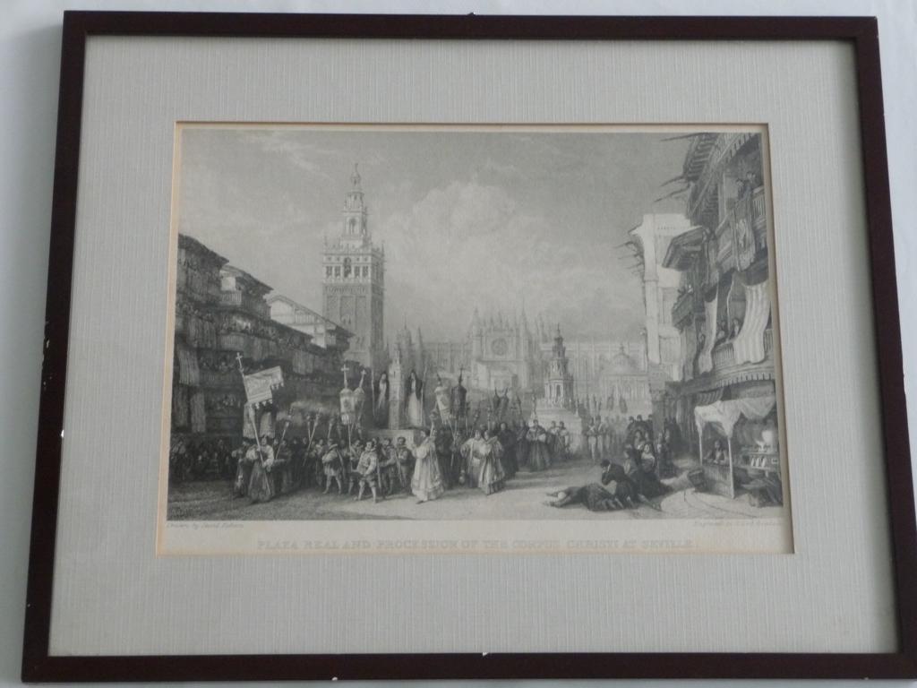 gravure PLAZA REAL PROCESSION OF THE CORPUS CHRISTI SEVILLE, Ophalen of Verzenden