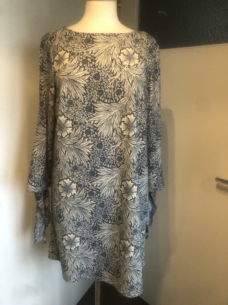 H & M jurk blauw/wit met strik-mouwen maat 40, Maat 38/40 (M), H&M, Blauw, Ophalen of Verzenden