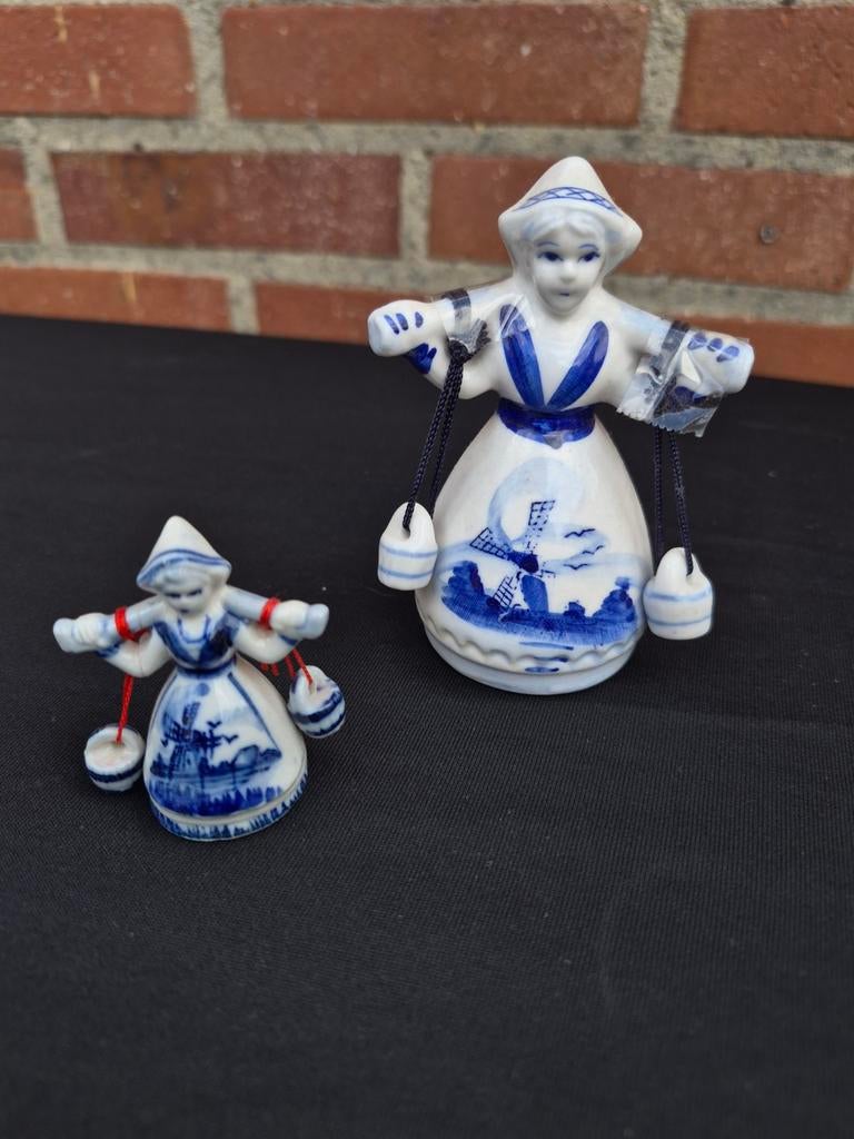 Delfts Blauwe Tafelbellen: Hollandse Meisjes met Melkemmers, Antiek en Kunst, Ophalen of Verzenden