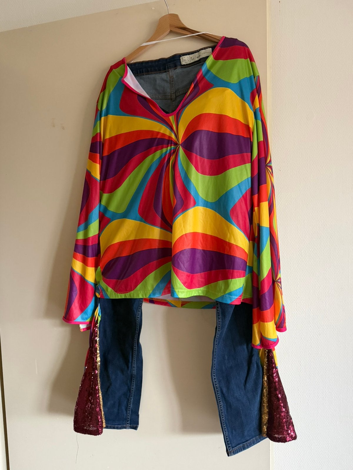 Hippie / Flower Power kostuum volwassenen, Maat 56/58 (XL), Ophalen of Verzenden, Halloween, Kleding