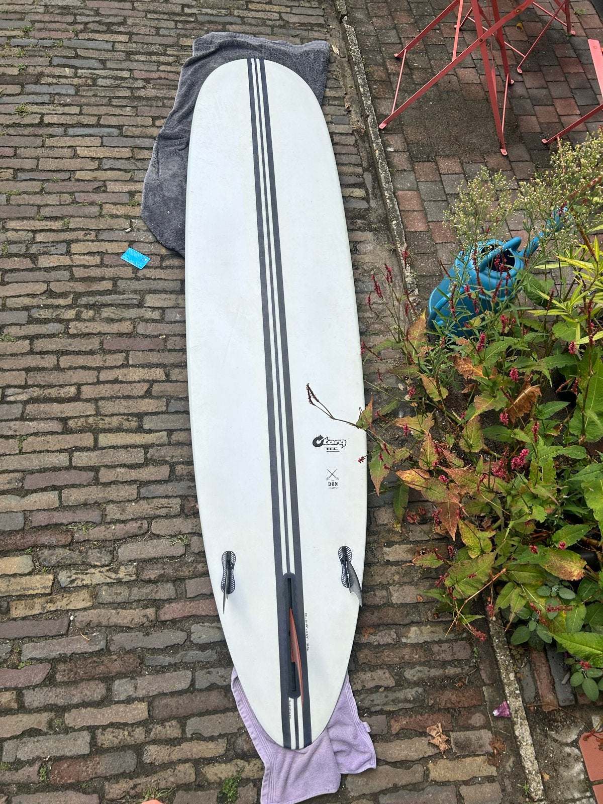 Torq 8’6 The Don longboard surfboard zo goed als nieuw, Watersport en Boten, Ophalen, Gebruikt, Funboard, Met vinnen