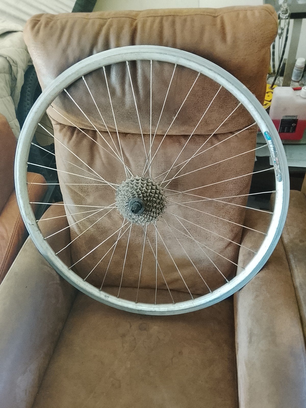 Achterwiel 28 Inch met 8versnellingen cassette versnellingen, Ophalen of Verzenden, Gebruikt, Wiel, Aluminium