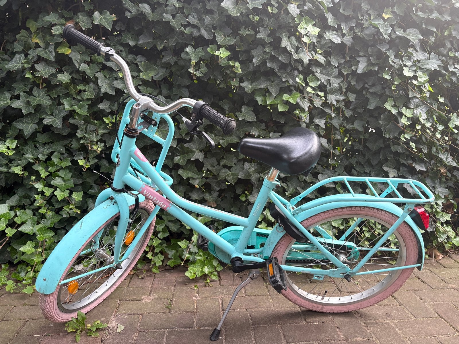 Meisjesfiets 20 inch - Vintage - Lichtblauw, Fietsen en Brommers, Gebruikt, Velgrem, Ophalen of Verzenden, Handrem