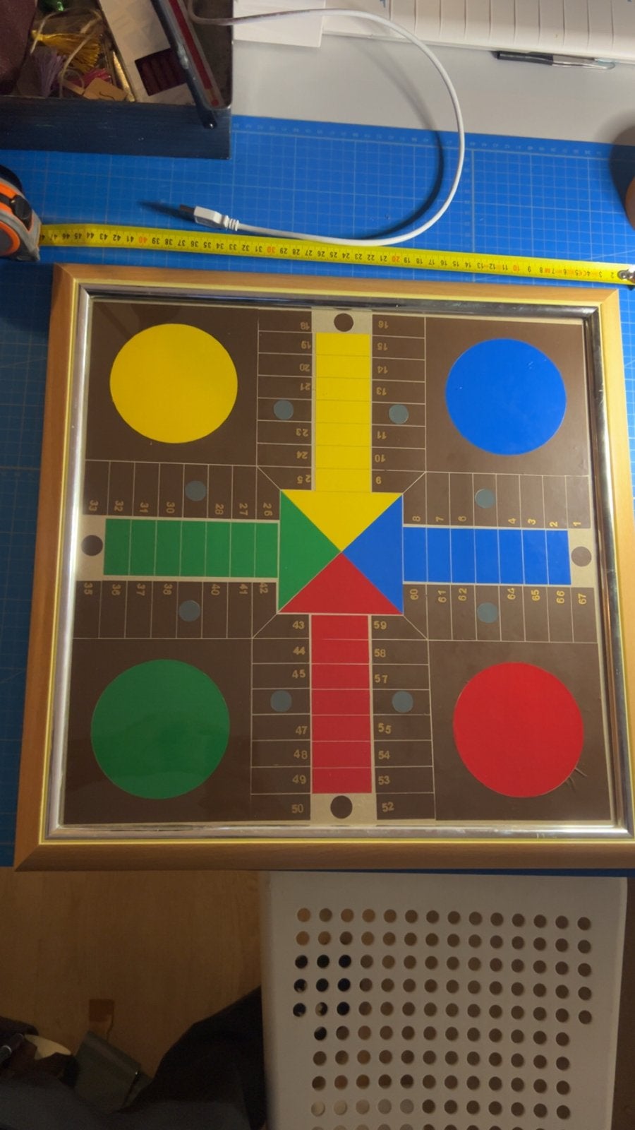 Handgemaakt Parchi Parchisi Parchis Bordspel - Uniek Design, Drie of vier spelers, Ophalen of Verzenden, Zo goed als nieuw