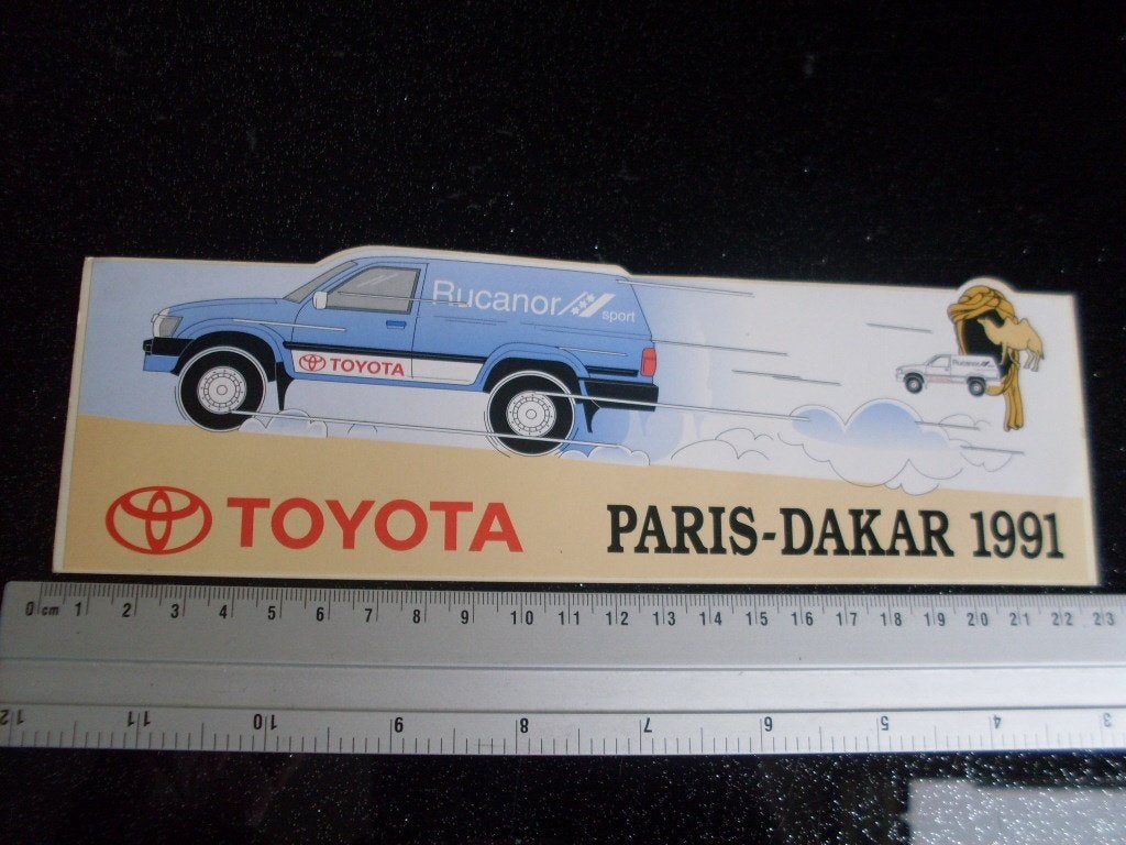 sticker toyota paris - dakar 1991 parijs rucanor sport, Verzenden, Zo goed als nieuw, Auto of Motor