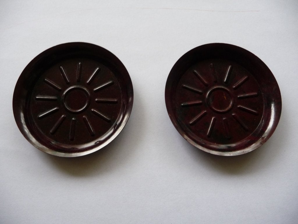 2 bakelieten ONDERZETTERS, diameter 7cm 50-er jaren, Antiek en Kunst, Curiosa en Brocante, Ophalen of Verzenden
