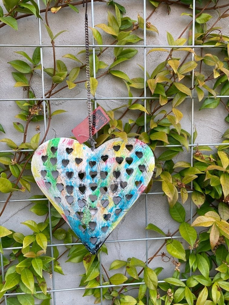 HEART OLD IRON HANDGEMAAKT MET WAXINELICHTHOUDER EN KETTING, Metaal, -, Wandhanger, -