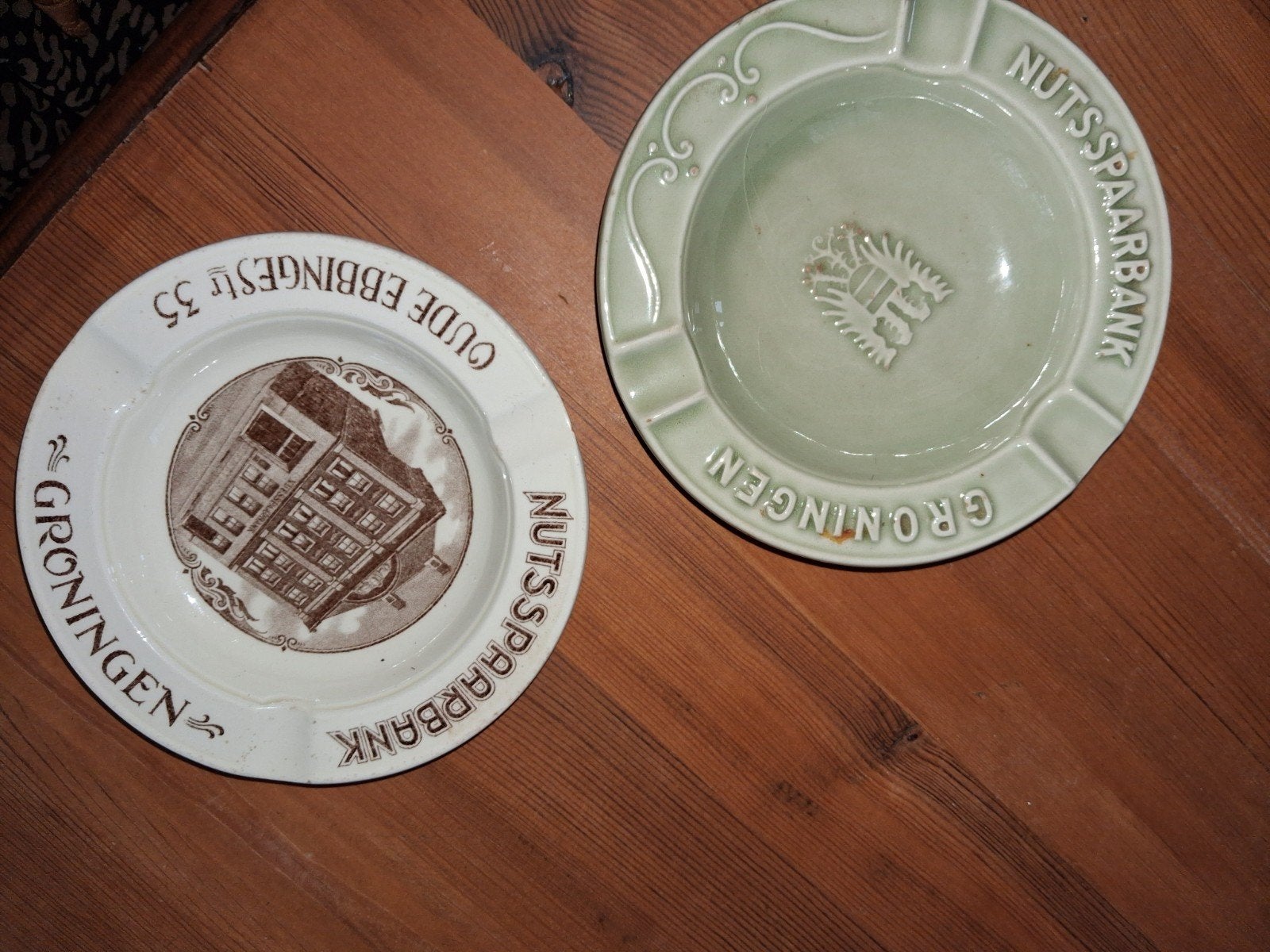 Vintage Nutsspaarbank Groningen asbakken (set van 2), Ophalen of Verzenden