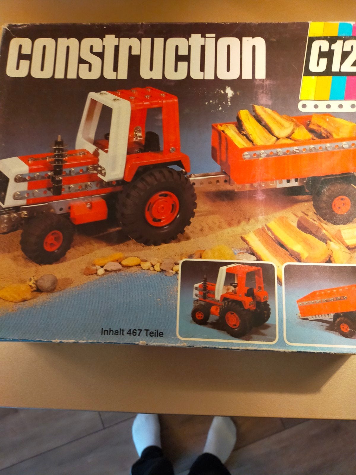 Vintage Construction C12 Tractor met Aanhangwagen Bouwdoos, Ophalen of Verzenden