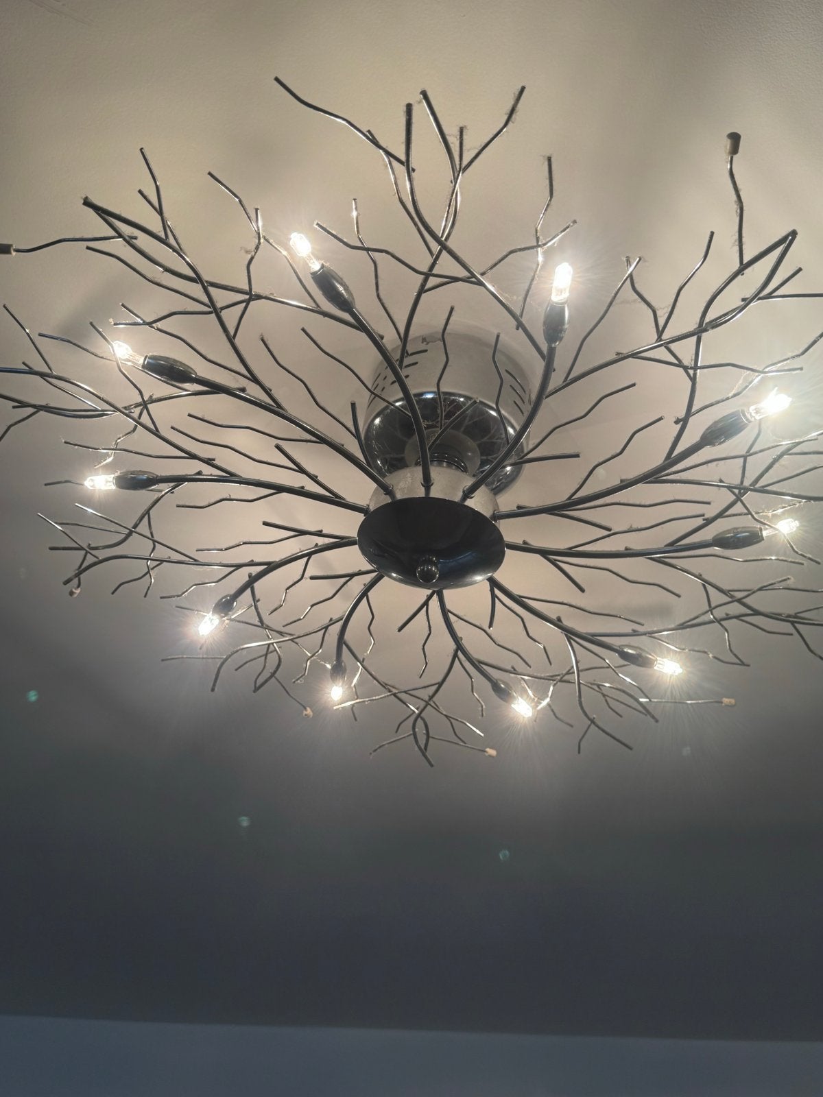 Moderne plafondlamp 'takken' design, Huis en Inrichting, Ophalen, Zilver, Modern, Overige fittingen