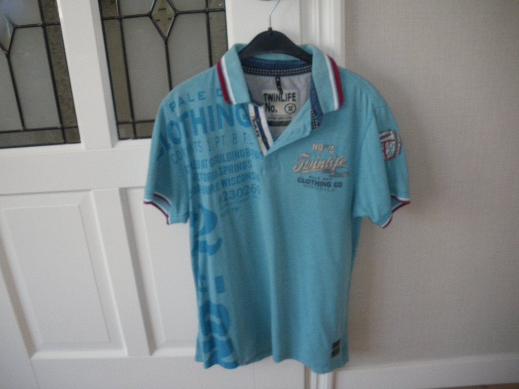 leuk blauw zomer polo shirt merk twinlife maat medium zgan, Ophalen of Verzenden, Zo goed als nieuw, Maat 48/50 (M), Blauw