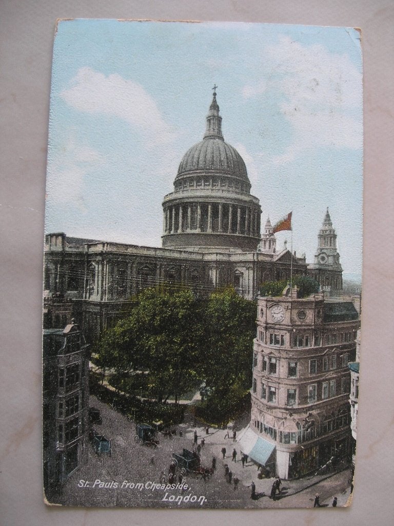5 x Londen St. Paul's Cathedral -1907 + Bank of England, Ophalen of Verzenden, Voor 1920, Engeland