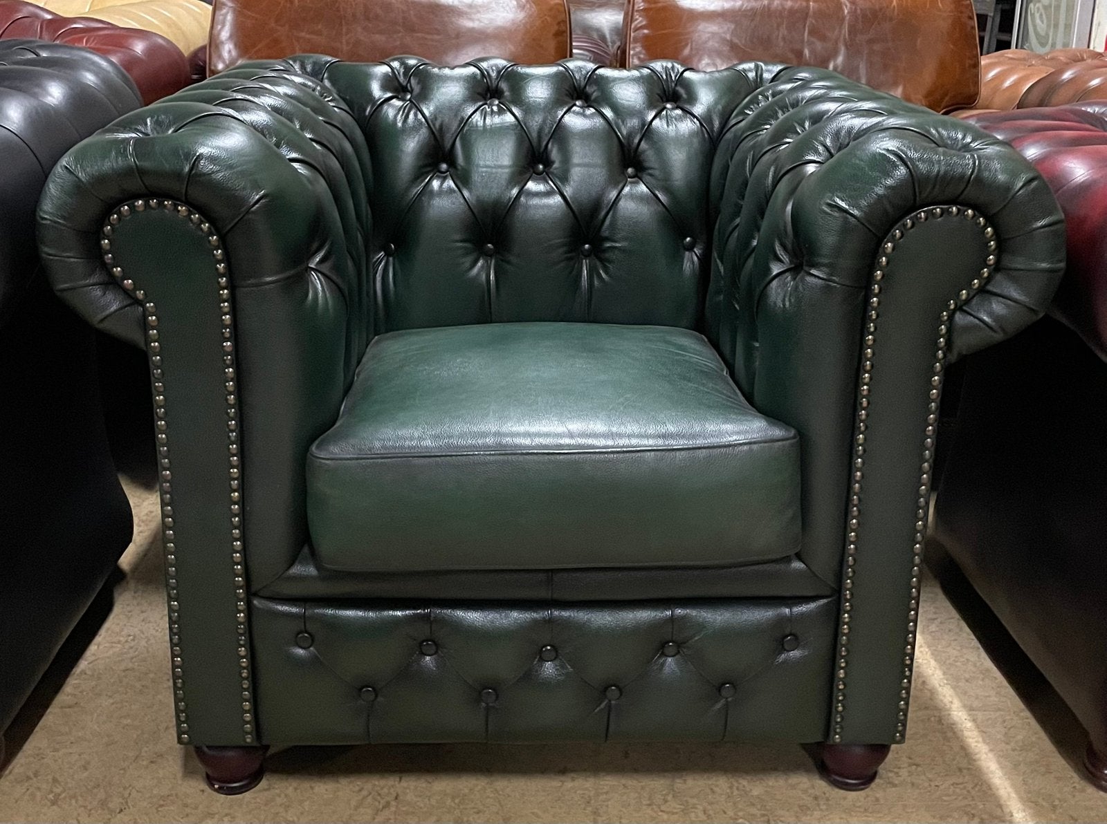 Prachtige Chesterfield Fauteuil Groen., Ophalen of Verzenden, Zo goed als nieuw, 75 tot 100 cm, Chesterfield Brand