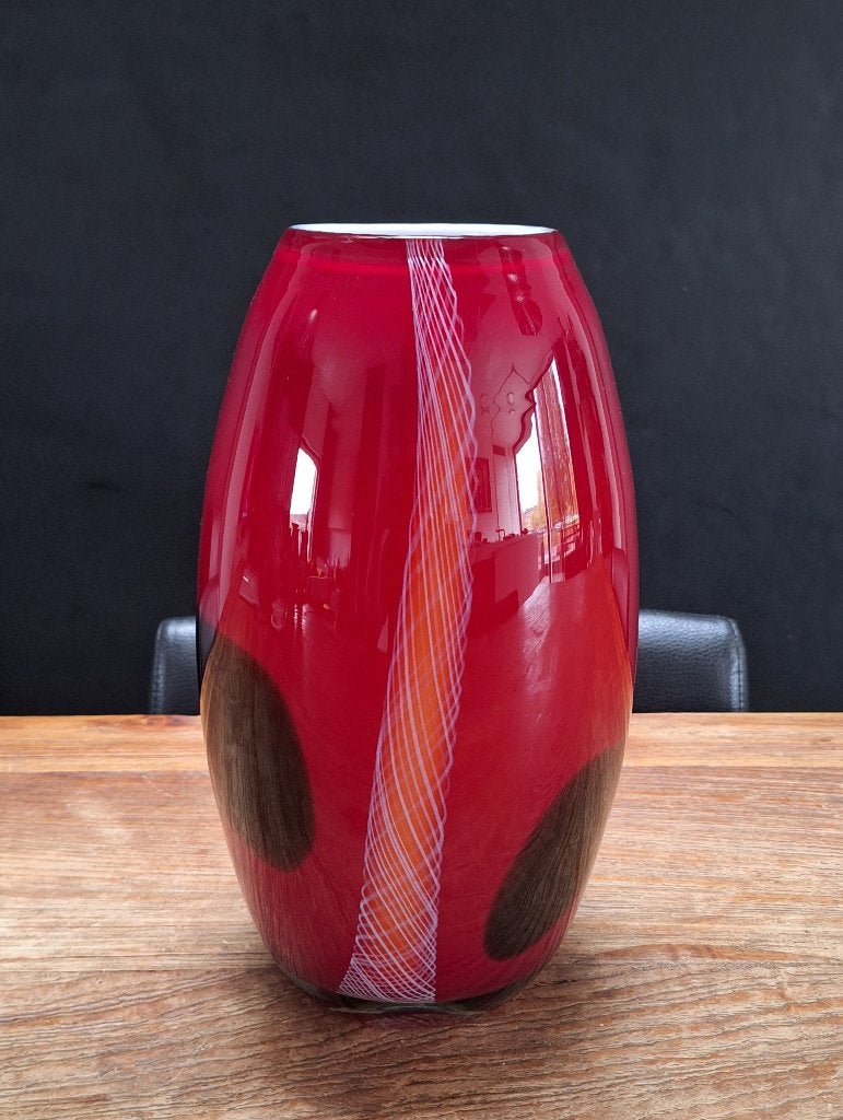 div vintage Murano glazen vaas design Antonio da Ros h= 29cm, Antiek en Kunst, Ophalen of Verzenden, Vaas, Meerkleurig, Glas