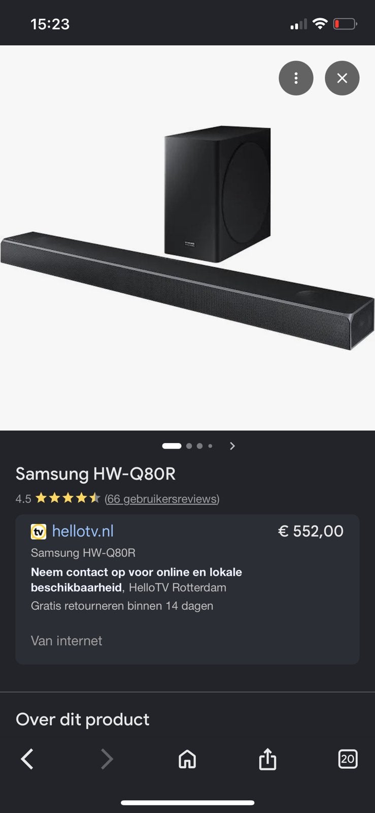 Samsung Harman/Kardon Soundbar met Subwoofer HW-Q80R/XN