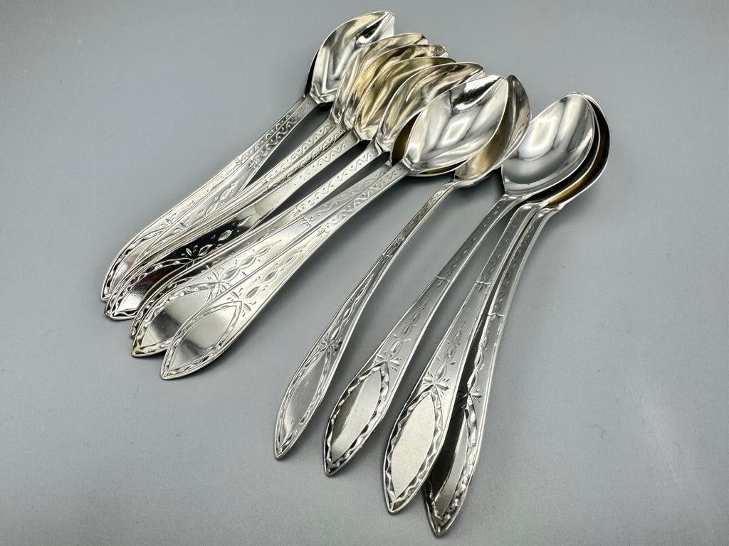 12 Empire zilveren theelepels, Cornelis Knuysting, 1802, Antiek en Kunst, Antiek | Goud en Zilver, Ophalen of Verzenden, Zilver