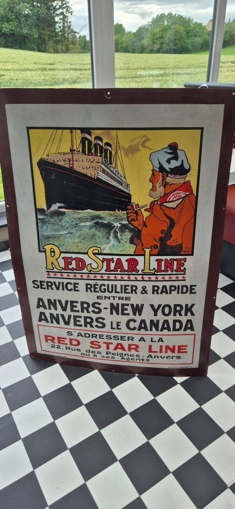 zeer zeldzame emaille bord red star line 1926, Verzamelen, Ophalen, Zo goed als nieuw, Reclamebord