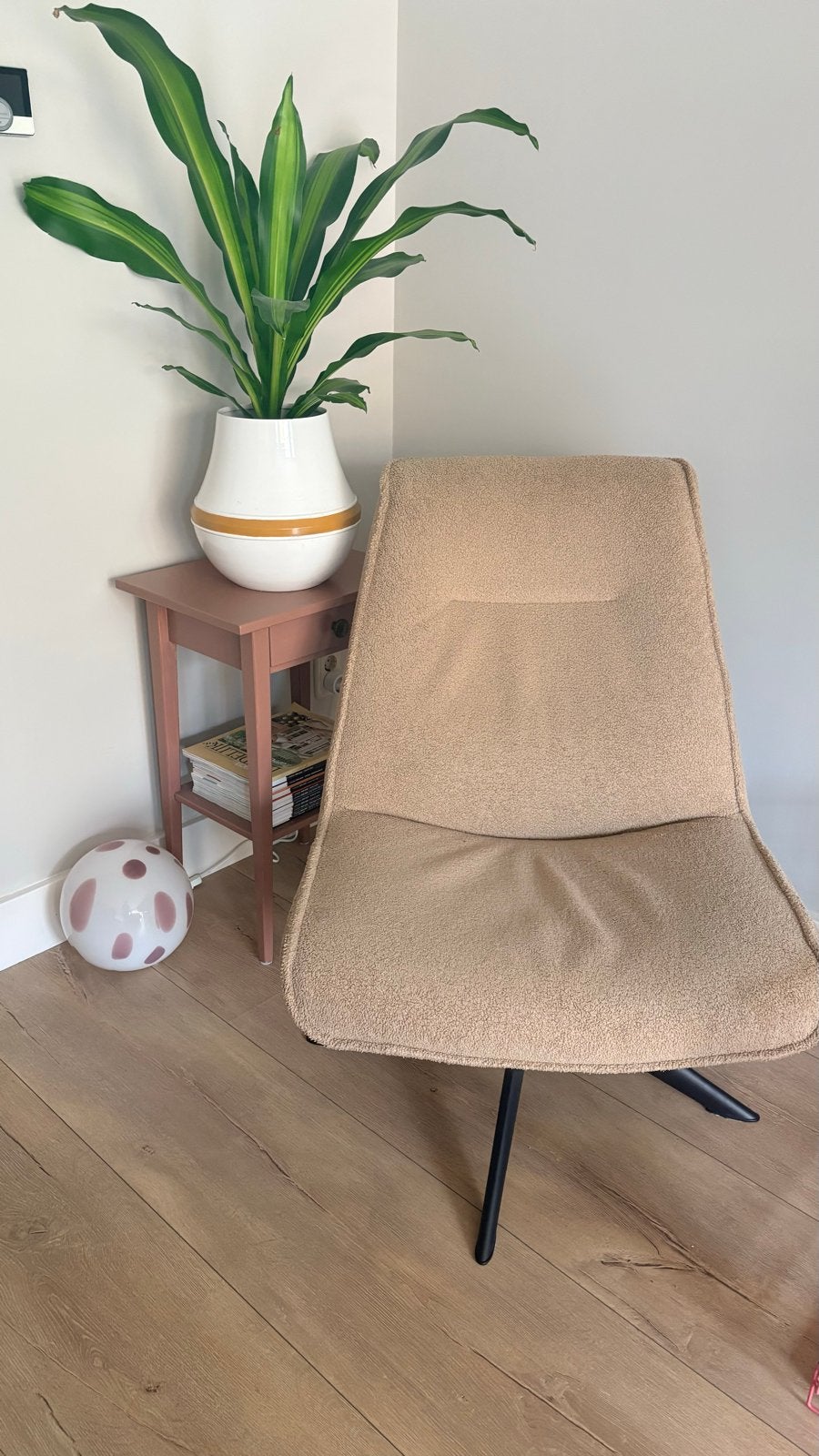 Comfortabele beige teddy draaistoel, Huis en Inrichting, Ophalen, Overige kleuren, Zo goed als nieuw, Eén