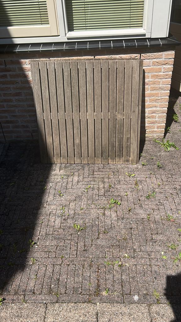4 hardhouten vlondertegels (1 x 1 meter), Tuin en Terras, Schuttingen, Ophalen, Gebruikt, Minder dan 3 meter, Minder dan 1 meter