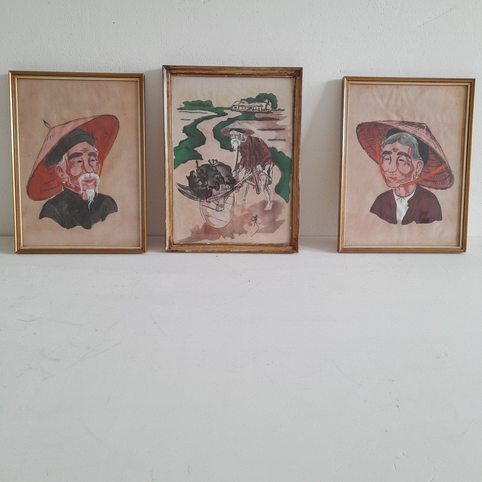 Vintage Vietnamees Drieluik, Huis en Inrichting, Woonaccessoires | Lijsten, Ophalen, Handgemaakt, 20 cm, 26 cm