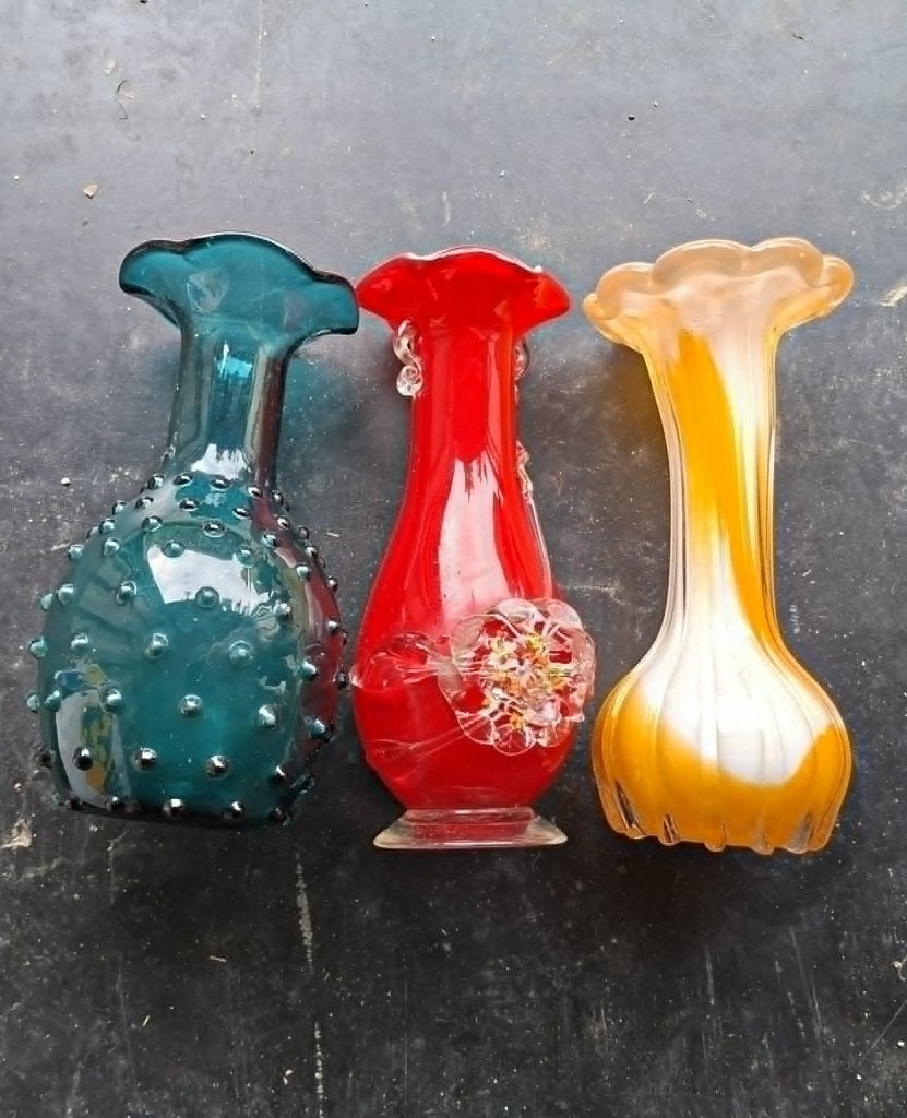 Vintage vaasjes, Huis en Inrichting, Woonaccessoires | Vazen, Ophalen, Gebruikt, Overige kleuren, Handgemaakt