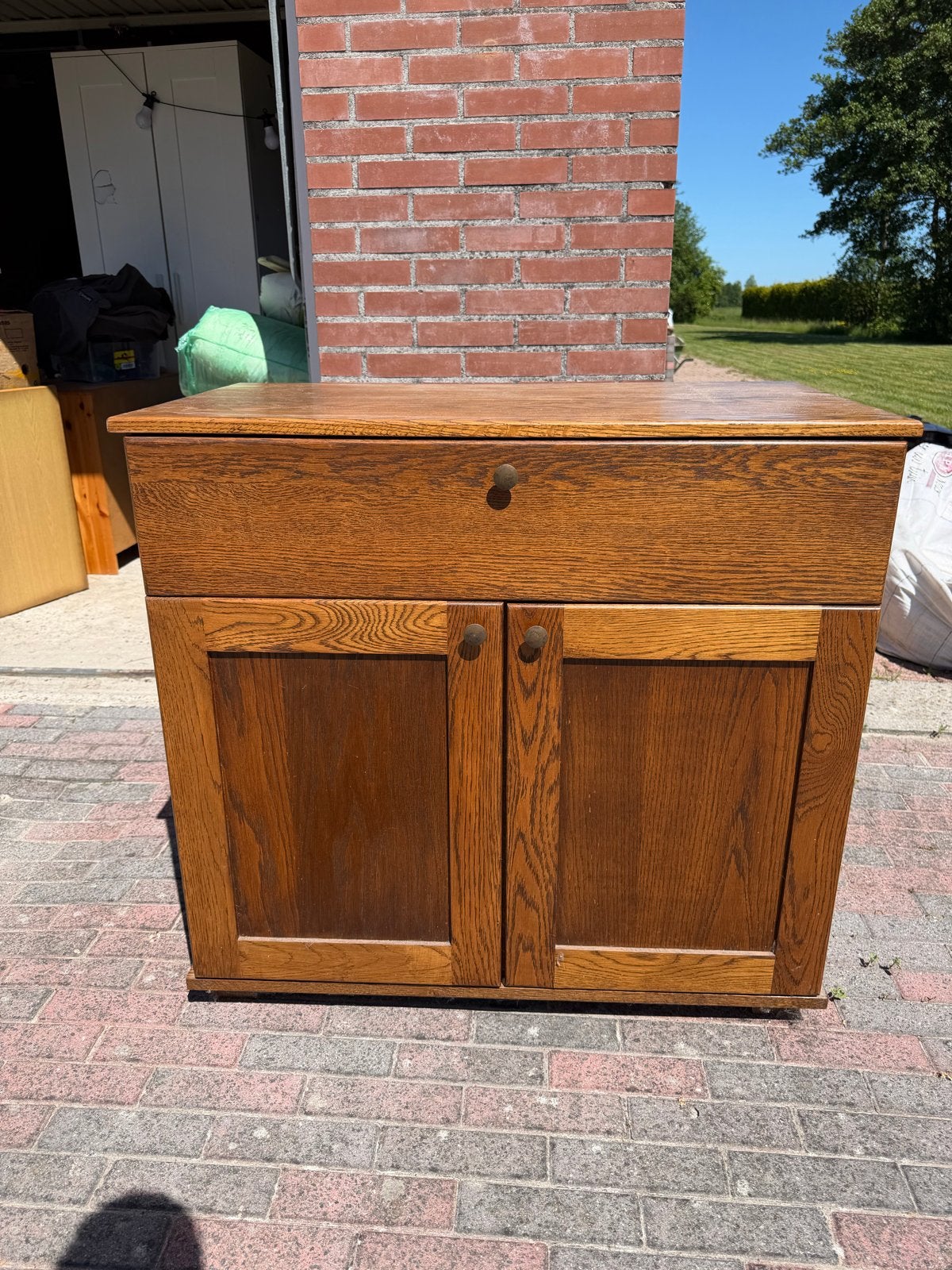 Massief eikenhouten computer kast, Ophalen, Zo goed als nieuw