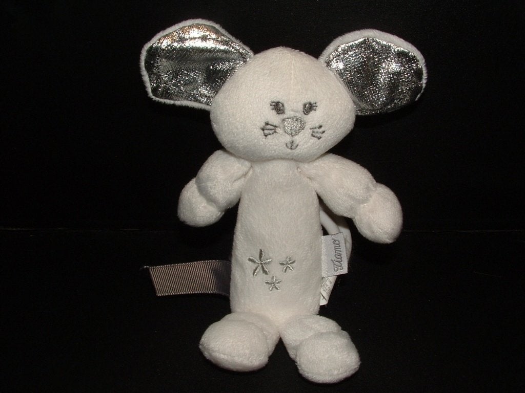 TIAMO MUIS KNIJPKNUFFEL VELOURS WIT MET ZILVER, Verzenden, Nieuw, Overige typen