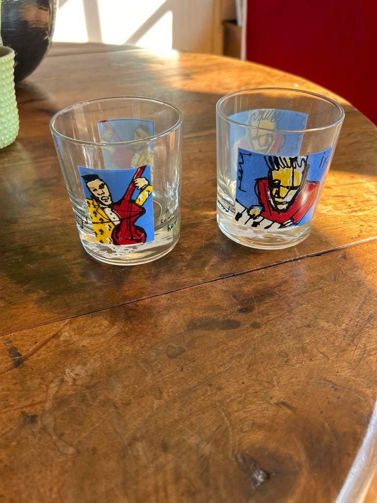 Set van 2 Glazen Herman Brood, Ophalen of Verzenden, Zo goed als nieuw, Overige typen