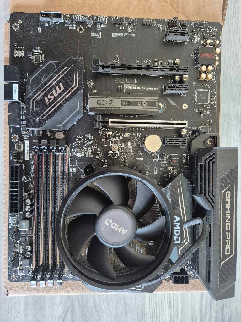 MSI B350 Gaming Pro Carbon + Ryzen 5 1600 AM4 Combo, Computers en Software, Moederborden, Ophalen, Gebruikt, DDR4, Socket AM4