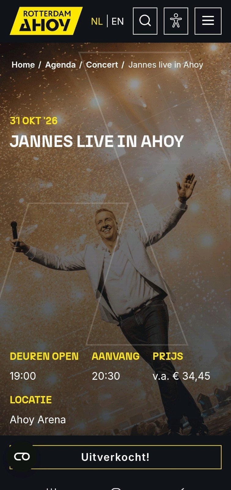 2 tickets Jannes in Ahoy zaterdag 31 oktober, Twee personen