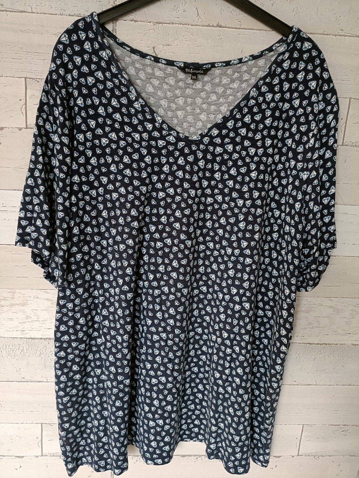 MS Mode T-shirt met diamanten print maat 3XL, Zwart, Maat 46/48 (XL) of groter, Ophalen of Verzenden, Zo goed als nieuw