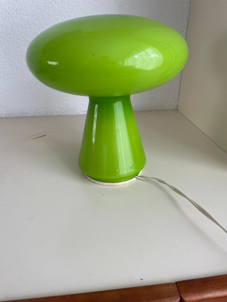 Vintage Groene Paddestoel Tafellamp - Murano Stijl, Ophalen, Zo goed als nieuw, Glas, Minder dan 50 cm