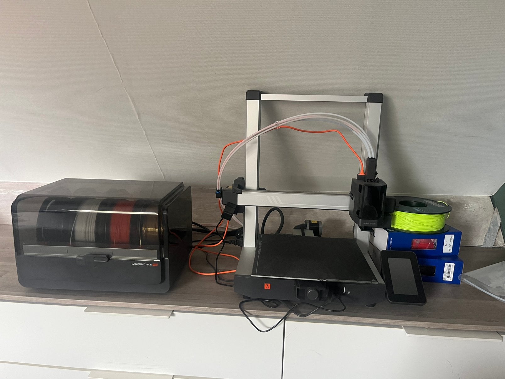 Zgan Anycubic Kobra 3 V2 Combo incl 7 rollen PLA, Computers en Software, 3D Printers, Zo goed als nieuw, Ophalen of Verzenden