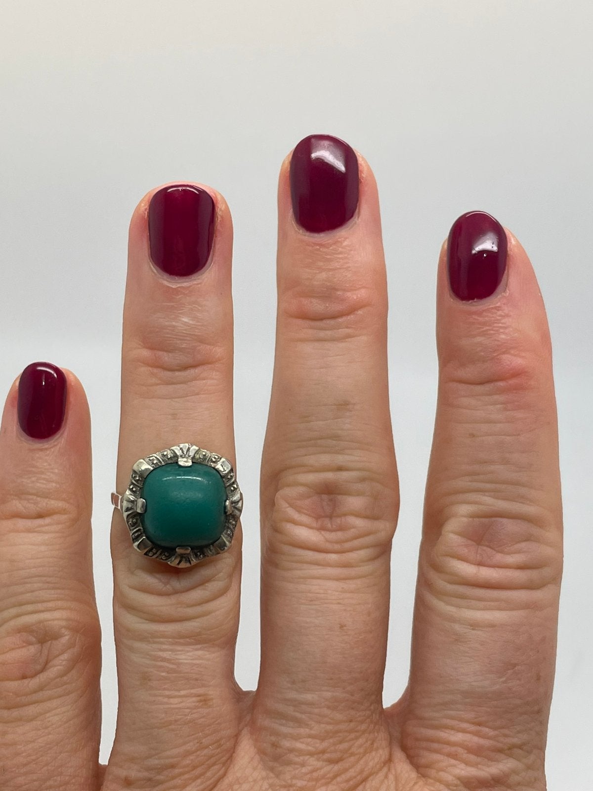 F733 Prachtige zilveren malachiet ring maat 16,5, Ophalen of Verzenden, Zilver, Ring, Met edelsteen