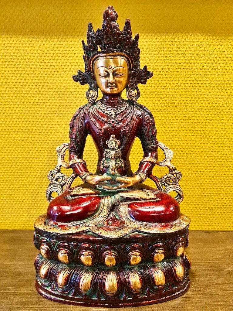 AMITAYUS BOEDDHA BEELD BRONS 36 CM!, Ophalen of Verzenden, Nieuw, Religie