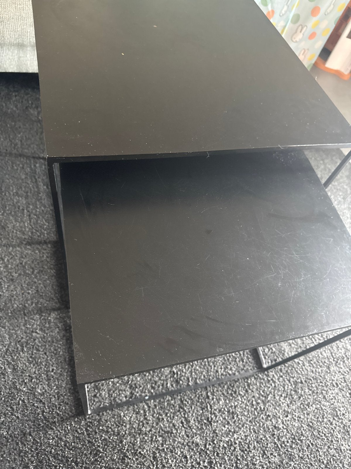 Zwarte bijzettafel set - Modern en praktisch, Minder dan 55 cm, Gebruikt, Metaal of Aluminium, Vierkant