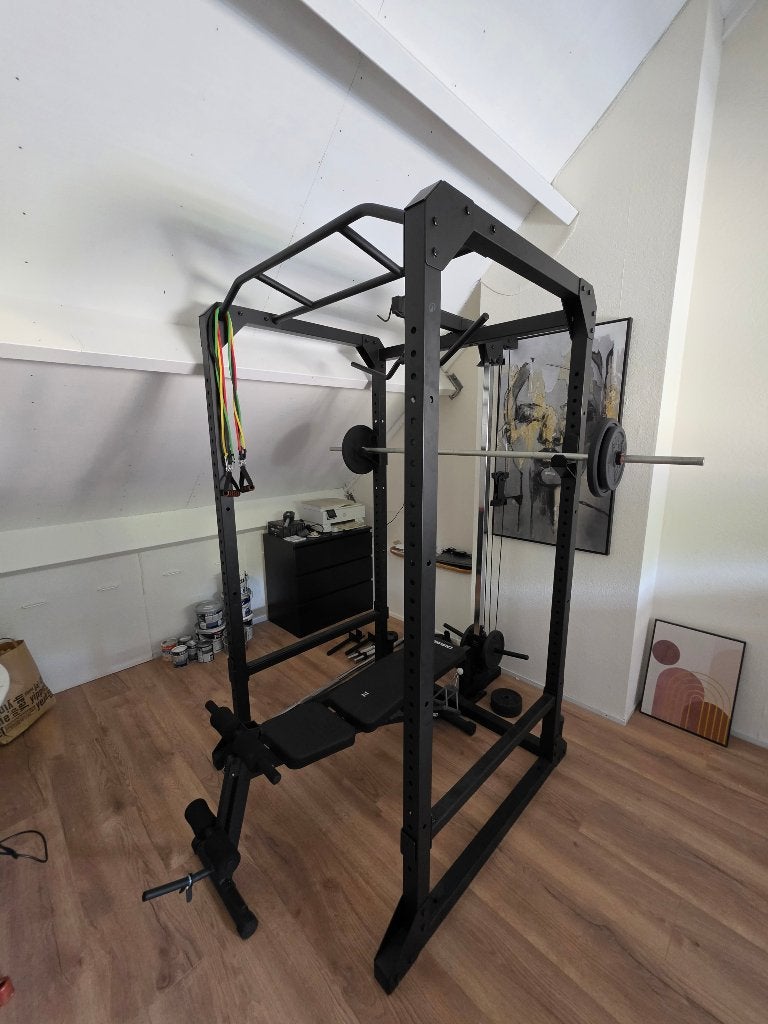 Power Rack + Bank + Accessoires | Complete Home Gym, Ophalen, Benen, Krachtstation, Zo goed als nieuw