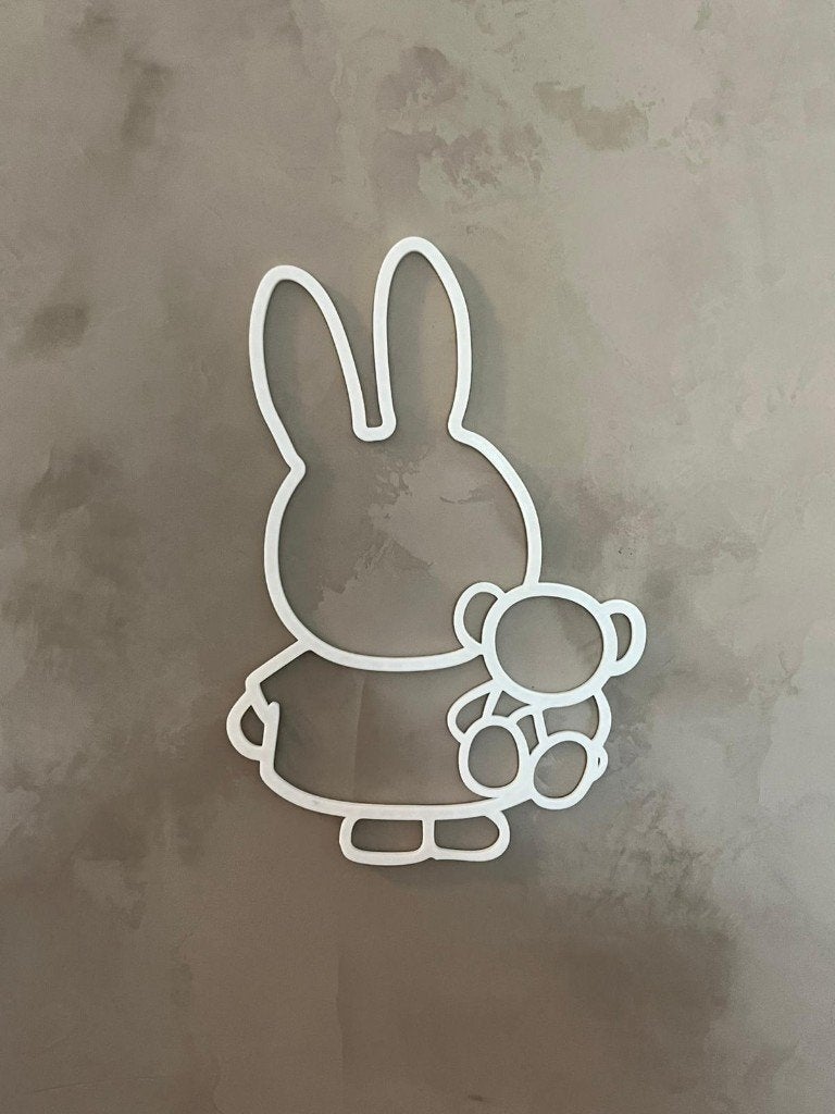 Nijntje met Beer Wanddecoratie – 3D Geprint – Wit, Ophalen of Verzenden, Kunststof, Wit, Modern