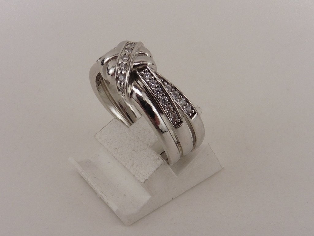 Zilveren damesring met zirkonia                         Z142, Gebruikt, ., Ophalen of Verzenden, Dame