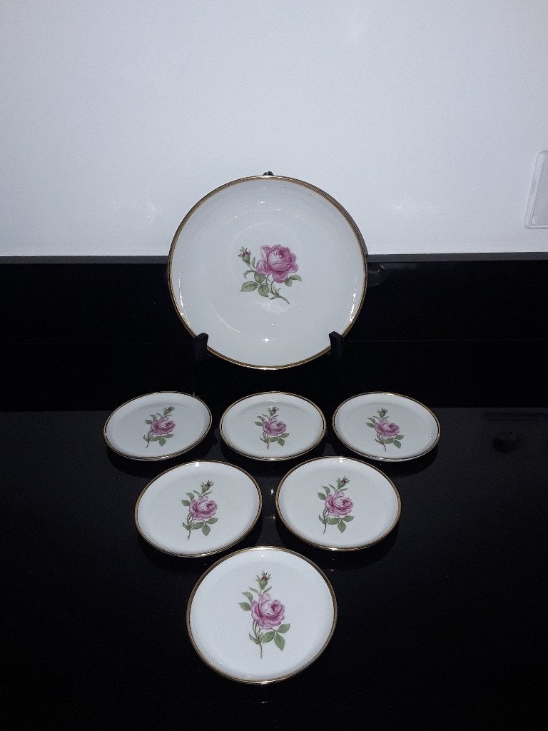 Furstenberg chique 6pers petit fourstel met rose pioenroos, Verzenden