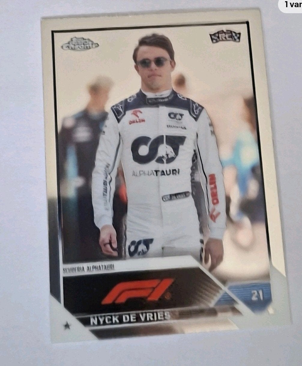 Nyck de Vries F1 AlphaTauri Topps Chrome kaart, Ophalen of Verzenden, Zo goed als nieuw, Overige sporten, Spelerskaart
