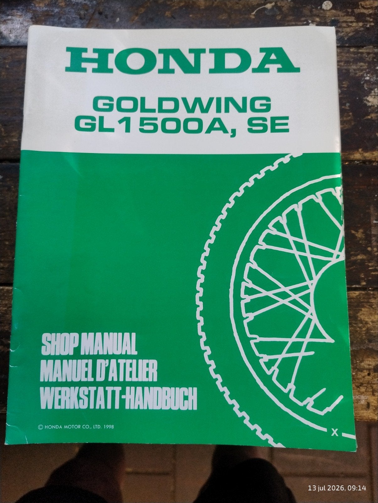 Honda Goldwing GL1500A, SE 1998  Werkplaatshandboek, Motoren, Verzenden, Honda