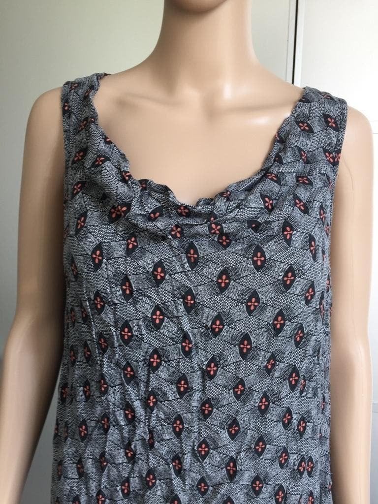 B877 Pimkie: jurkje jurk tuniek Maat M=38-40 grijs/zwart/ora, Kleding | Dames, Maat 38/40 (M), Ophalen of Verzenden, Zo goed als nieuw